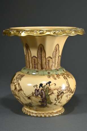 Rosenthal Vase mit Chinoiserie Dekor und Goldrand, Entw. Philipp Rosenthal 1929, H. 23,5cm, Ø 24cm, berieben - photo 2