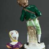 2 Diverse Porzellan Figuren polychrom und goldstaffiert: Karl Ens Volksstedt "Trommler Kind", um 1900 (H. 15,5cm, berieben, Finger verloren) und Dresden "Mädchenbüste mit Blumentuch", Ende 19.Jh., (H.… - Foto 2