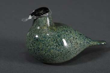 Toikka, Oiva (1931-2019) &quot;Schwimmende Ente&quot;, Ittala, Finnland, braunes Glas mit grün-blauer Aufschmelzung, 6,5x10,5x5cm