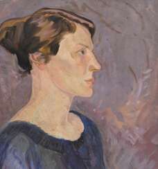 Wöhlk, Ernst (1894-1977) &quot;Frauenportrait&quot;, Öl/Papier, verso &quot;Kopfstudie&quot;, Rötel/Kohle, 41,5x39cm, leicht fleckig