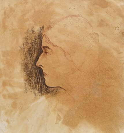 Wöhlk, Ernst (1894-1977) "Frauenportrait", Öl/Papier, verso "Kopfstudie", Rötel/Kohle, 41,5x39cm, leicht fleckig - photo 2