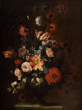 Ykens, Frans (1601-1693) "Stillleben mit Tulpen und Nelken", Öl/Leinwand doubliert, 95x71cm (m.R. 113x89,5cm), rest., Craquelé, Provenienz: ehem. Slg. Dr. Bernhard Heitmann, MKG Hamburg - фото 1