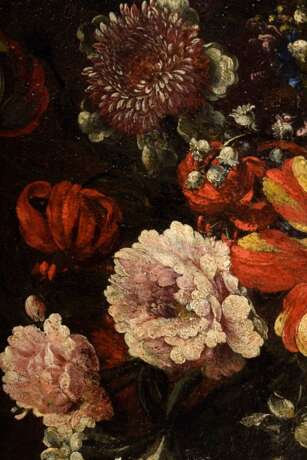 Ykens, Frans (1601-1693) "Stillleben mit Tulpen und Nelken", Öl/Leinwand doubliert, 95x71cm (m.R. 113x89,5cm), rest., Craquelé, Provenienz: ehem. Slg. Dr. Bernhard Heitmann, MKG Hamburg - фото 4