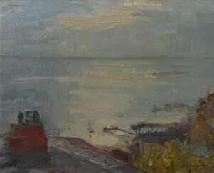 Feser, Albert (1901-1993) &quot;Blick auf die Elbe&quot; 1941, Öl/Faserplatte, u.r. sign./dat., 29x36,8cm (m.R. 39,5x47,5cm)