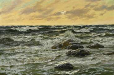 Kalckreuth, Patrick von (1892-1970) &quot;Abendstimmung über dem Meer&quot;, Öl/Leinwand, u.l. sign., 60,5x90,5cm (m.R. 78x109,5cm)