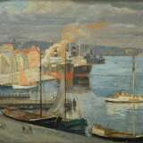 Thämer, Otto (1892-1975) "Schöne Aussicht (Flensburger Hafen)" 1923, Öl/Malpappe, u.r. sign., verso sign./bez./dat., 36x48,5cm (m.R. 42,4x54,8cm) - фото 1