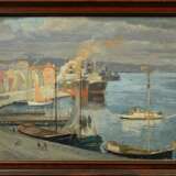 Thämer, Otto (1892-1975) "Schöne Aussicht (Flensburger Hafen)" 1923, Öl/Malpappe, u.r. sign., verso sign./bez./dat., 36x48,5cm (m.R. 42,4x54,8cm) - фото 2