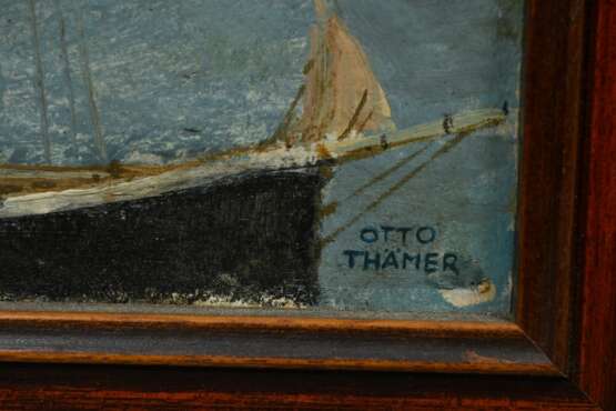 Thämer, Otto (1892-1975) "Schöne Aussicht (Flensburger Hafen)" 1923, Öl/Malpappe, u.r. sign., verso sign./bez./dat., 36x48,5cm (m.R. 42,4x54,8cm) - фото 3