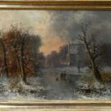 Steinach, Anton Victor A. (1819-1891) "Winterliche Szene mit Anwesen und Personenstaffage auf gefrorenem See", Öl/Leinwand, u.l. sign., 60x80,5cm (m.R. 71x92cm), Randdefekte, Craquelé - photo 2