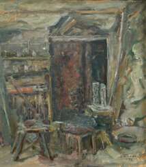 Feser, Albert (1901-1993) „Atelier Jürgen Block“ 1978, Öl/Leinwand auf Malpappe kaschiert, u.r. sign./dat., verso bez., 44x39,5cm (m.R. 61,5x56,3cm)