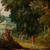 Vinckboons, David (1576-1629) "Waldlandschaft mit Figuren", Öl/Holz, 14,2x16,6cm (m.R. 27x30cm), rest., Provenienz: erworben 1937 Graphisches Kabinett Bremen - photo 1