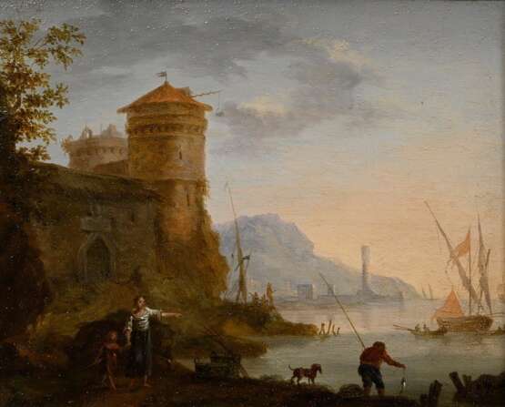 Vernet, Claude Joseph (1714-1789) "Hafenszene", Öl/Holz, u.r. sign., 19,6x24cm (m.R. 26,8x31,4cm), rest., Altersspuren - Foto 1