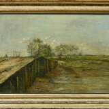 Höckner, Rudolf (1864-1942) "Norddeutsche Landschaft mit Brücke", Öl/Leinwand auf Holz kaschiert, u.r. sign., 48x67,5cm (m.R. 62,5x83cm) - photo 2