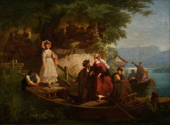 Sterl, Johann (1840-1914) "Bootsfahrt am Starnberger See", Öl/Leinwand, u.r. sign., verso bez., Prunkrahmen (kleine Defekte), 34x45cm (m.R. 52x63,2cm), Craquelé, rest. - фото 2