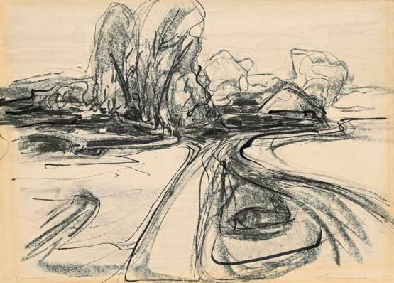 Ruwoldt, Hans Martin (1891-1969) "Hiddensee" 1935, Kohle/Tusche, u. sign./dat./betit., verso Kohlezeichnung, BM 25,5x35cm (m.R. 42,3x52,4cm), lichtrandig, leicht fleckig - фото 1