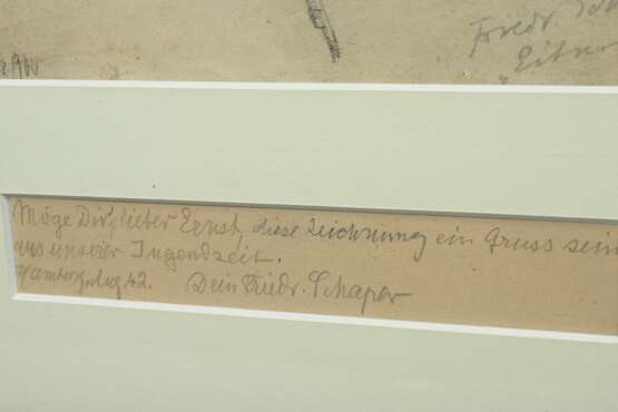 Schaper, Friedrich (1869-1956) "Ernst Eitner an der Staffelei" 1900, Bleistift, u.r. sign./bez., u.l. dat., u. Widmung von an Ernst Eitner (1942), 31,3x24,2cm (m.R. 52,8x41cm) - фото 3