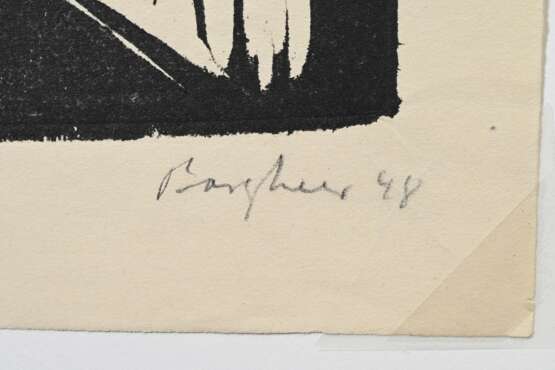 2 Bargheer, Eduard (1901-1979) "Portraits" 1948, Holzschnitte, u.r. sign./dat., PM 24x18,5/28,8x19,5cm, BM ca. 35x25cm, 1x verso Montagereste, leicht vergilbt, min. fleckig - фото 2