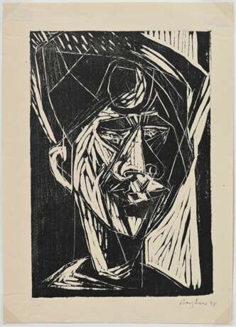 2 Bargheer, Eduard (1901-1979) "Portraits" 1948, Holzschnitte, u.r. sign./dat., PM 24x18,5/28,8x19,5cm, BM ca. 35x25cm, 1x verso Montagereste, leicht vergilbt, min. fleckig - фото 4