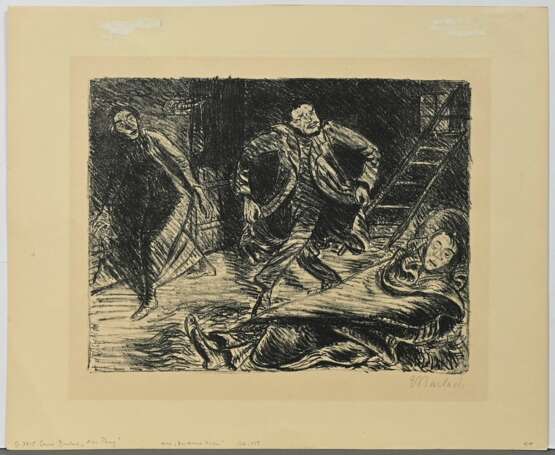 Barlach, Ernst (1870-1938) "Verzweifelter Abtanz", Lithographie, aus: "Der arme Vetter", u.r. sign., u. bez., PM ca. 34,5x27cm, BM 40x49cm, o. Montagereste, Lichtrand - фото 2