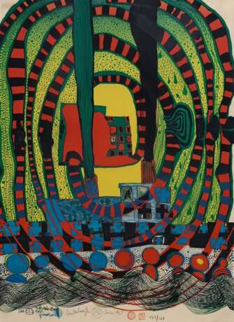 Hundertwasser, Friedensreich (1928-2000) "Seereise II - Reise zur See und mit der Bahn" 1967, Farblithographie, 175/267, u. sign./dat./num., i. Stein sign., freigestellt gerahmt, BM 65x50cm (m.R. 82x66,8cm), le… - фото 1