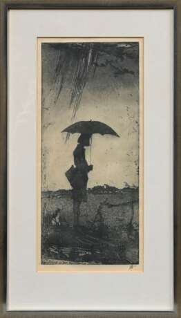 Janssen, Horst (1929-1995) "Annettchen in der Haseldorfer Marsch" 1987, Radierung, u.r. sign., i.d. Platte sign./dat./betit., PM 30,5x13,5cm (m.R. 43,4x24,8cm) - photo 2