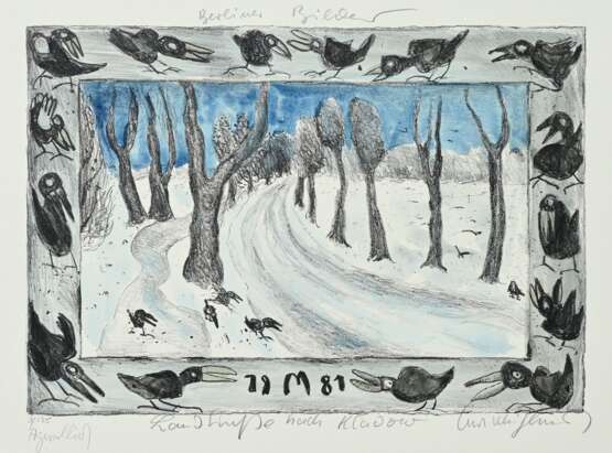 Mühlenhaupt, Kurt (1921-2006) "Landstraße nach Kladow" 1981, Farblithographie, 3/175, u. sign./betit./num., o. bez., i. Stein dat., PM ca. 21x32cm, BM 42x59,5cm, min. fleckig - photo 1