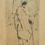 Orlik, Emil (1870-1932) "Araber mit Stock und Turban" 1916, Radierung, u.r. sign./dat., verso Klebeetikett "Kunsthandlung Commeter/ Hamburg", PM 9,2x4,7cm (m.R. 21,5x17,3cm), vergilbt - photo 1