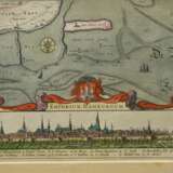 Jansson, Jan (1588-1664) "Nobilis Fluvius Albis (Karte der Elbe)", color. Kupferstich, mit Hamburg-Panorama, 18,5x104,5cm (m.R. 38x122,5cm), schwache Falze, l. kleiner Defekt - фото 3