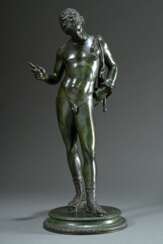 Großes Grand Tour Souvenir &quot;Dionysos (Narziss aus Pompeji)&quot;, Bronze patiniert, Gießerstempel: &quot;Sommer Neapel&quot;, H. 61cm, leichte Altersspuren