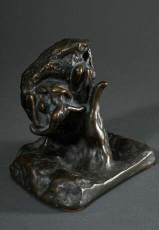 Rodin, Auguste (1840-1917) "La main de Dieu ou la Creation", Bronze patiniert, 2/750, sign./num., Gießerstempel: RAC, Nachguss 1986 und bez. "BK", 14,7x14,5x13cm - photo 3