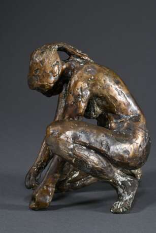 Sander, Ernemann Friedrich (1925-2020) "Akt - Wasser schöpfendes Mädchen" 1993, Bronze patiniert, 2x monogr./dat., H. 18cm, min. berieben - Foto 3