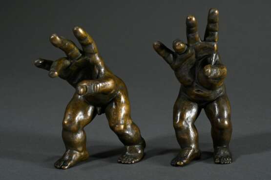 2 Schwarze, Michael (*1939) "Junge und Mädchen", Bronze patiniert, 10/12 bzw. 11/12, u. je monogr./num., Gießerstempel: "Sirotka Cologne", H. 14,5/15cm - Foto 1