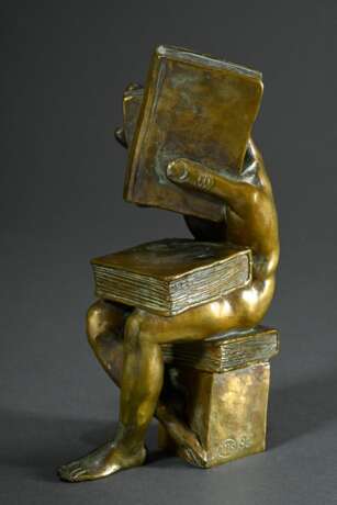 Schwarze, Michael (*1939) "Der Buchhändler" 1982, Bronze patiniert, seitl. monogr./dat., H. 18,3cm - Foto 1