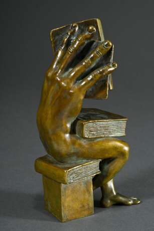 Schwarze, Michael (*1939) "Der Buchhändler" 1982, Bronze patiniert, seitl. monogr./dat., H. 18,3cm - Foto 2