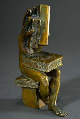 Schwarze, Michael (*1939) "Der Buchhändler" 1982, Bronze patiniert, seitl. monogr./dat., H. 18,3cm - Foto 3