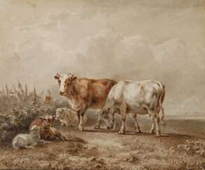 Jan B. Tom, zugeschrieben, Kühe und Schafe auf der Weide