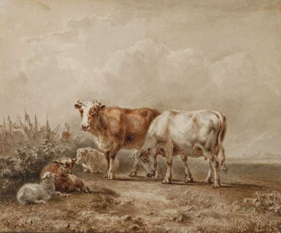 Jan B. Tom, zugeschrieben, Kühe und Schafe auf der Weide - фото 1