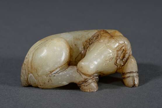 Jadefigur im Ming Stil "Liegender Widder", L. 6,3cm - photo 1