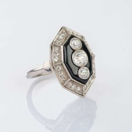 Jugendstil Onyx-Diamant Ring. - photo 2