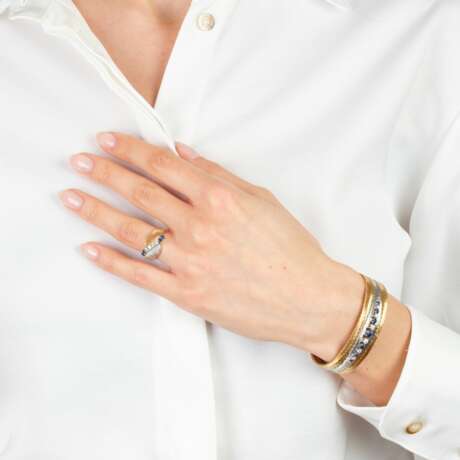 Bicolour Saphir-Brillant Armband und Ring. - фото 5