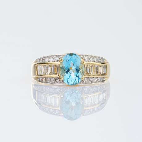 Aquamarin-Diamant Ring. - фото 1