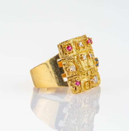 Goldring mit Edelstein-Besatz. - photo 2