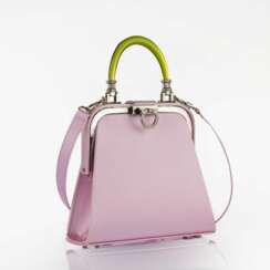 Christian Dior. Seidenhandtasche mit Plexiglas-Henkel.