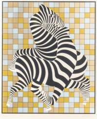 Victor Vasarely (Pécz 1908 - Paris 1998). Zebra Couple Silver/Gold.