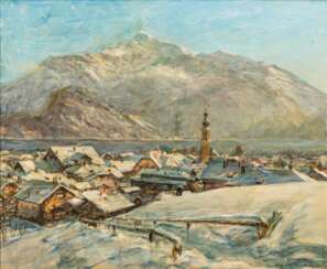 Adolf Helmberger (St. Gilgen 1885 - St. Gilgen 1967). St. Gilgen im Schnee.