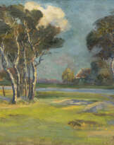 Helene Cramer (Hamburg 1844 - Hamburg 1916). Landschaft mit Baumgruppen.