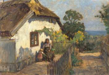 Berthold Genzmer (Boggusch/Westpreußen 1858 - Königsberg 1927). Sommertag im Garten des Fischers.