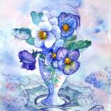 Фиалки Aquarellpapier Aquarell auf Papier Акварель Blumenstillleben Ukraine - Foto 1