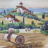 Пейзаж Италия Aigue-marine Aquarelle sur papier Акварель Paysage rural - photo 1