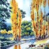 Пейзаж осенний Aquarellpapier Aquarell auf Papier лесной пейзаж Herbstlandschaft Ukraine 2024 - Foto 1